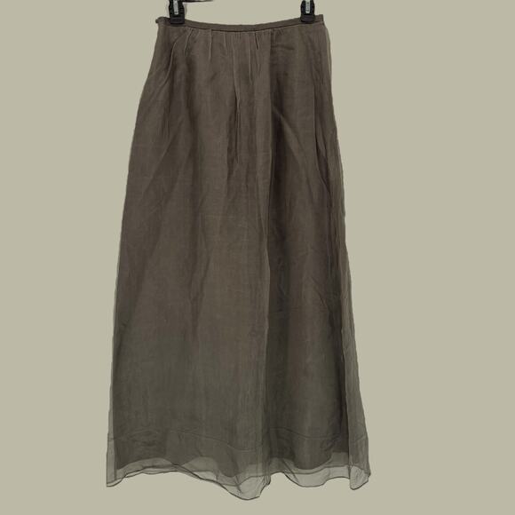 Banana Republic Silk Maxi Skirt 4 Brown Lined Quiet Luxury Old Money - Picture 10 of 16